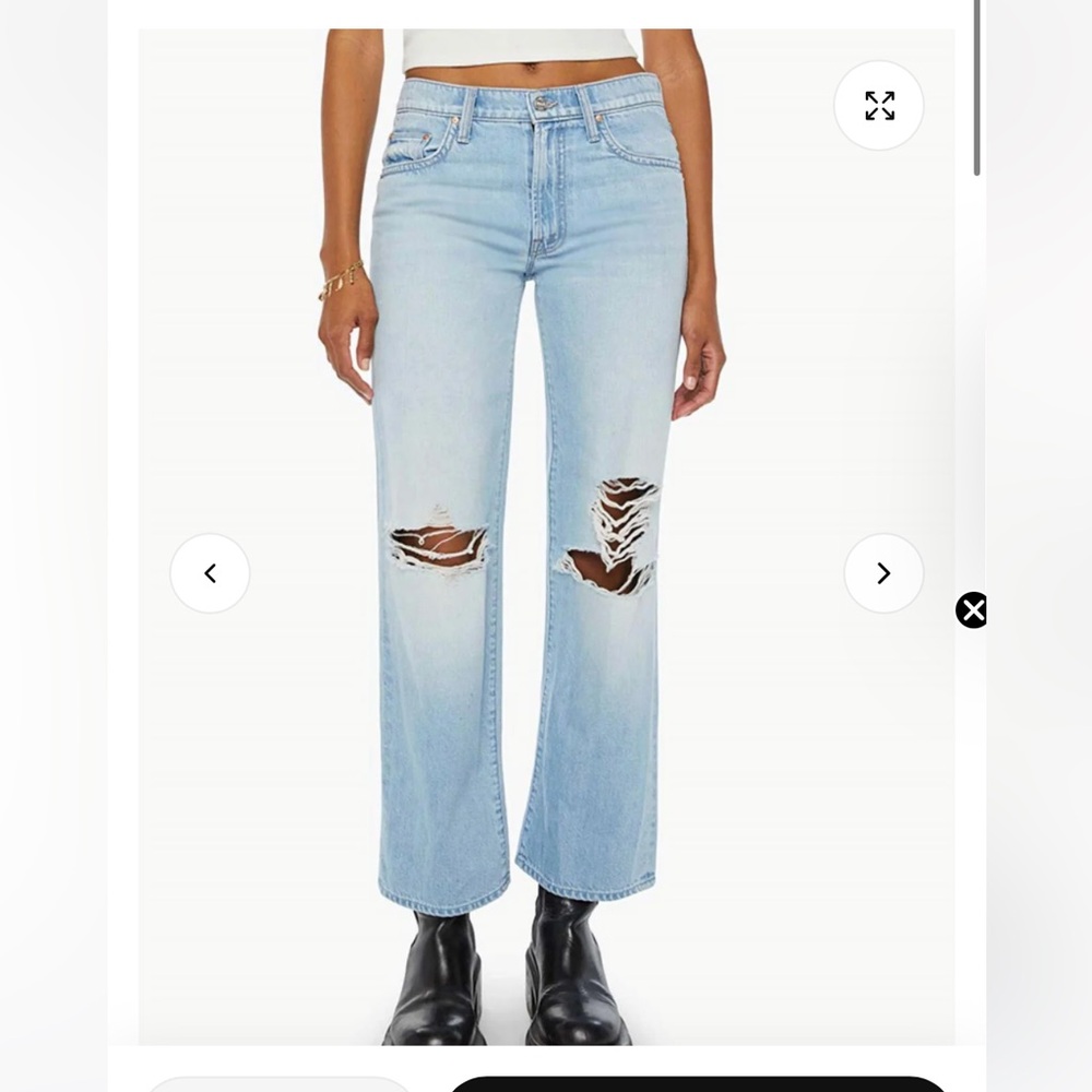 MOTHER dem mid rise Rambler zip flood in Ripped Off size 31